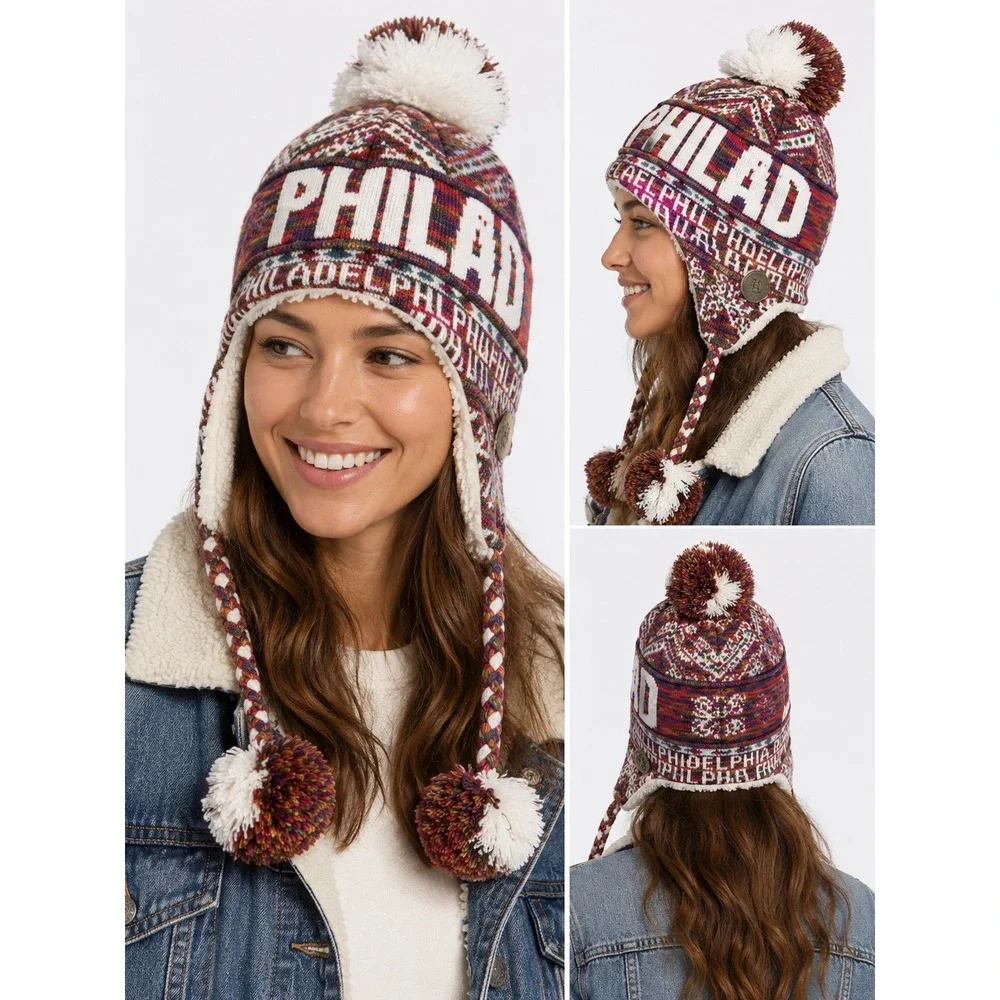 Philadelphia 250 Anniversary Sherpa Lined Earflap Beanie Hat Robin Ruth NWT
